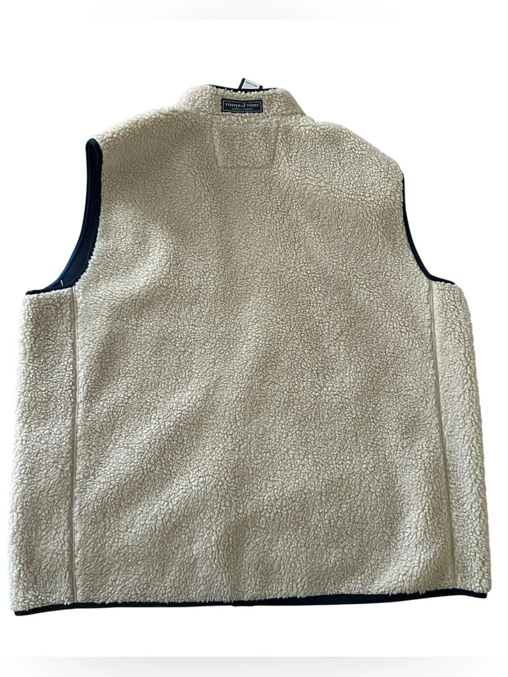 VINEYARD VINES Mens 3XT Stone Martha's Beige Sherpa Fleece Full Zip Vest Gilet.